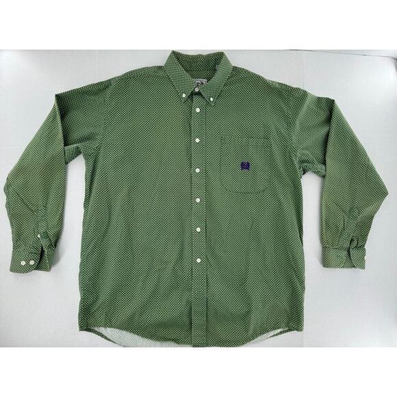 Cinch Other - Cinch Button Up Shirt Size L Star Print Green Western Rodeo Dress Cowboy Cotton